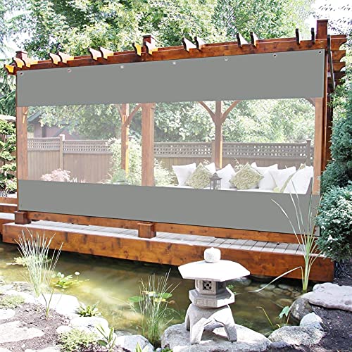 Rideau de porte extérieur imperméable thermique gris clair avec œillets - 2