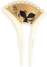 (Sobien) Bee Shaped Kanzashi White Milky Off-White Gold Goldfish Hand-Painted Fake Pearl Formal Hair Accessory Made in Japan