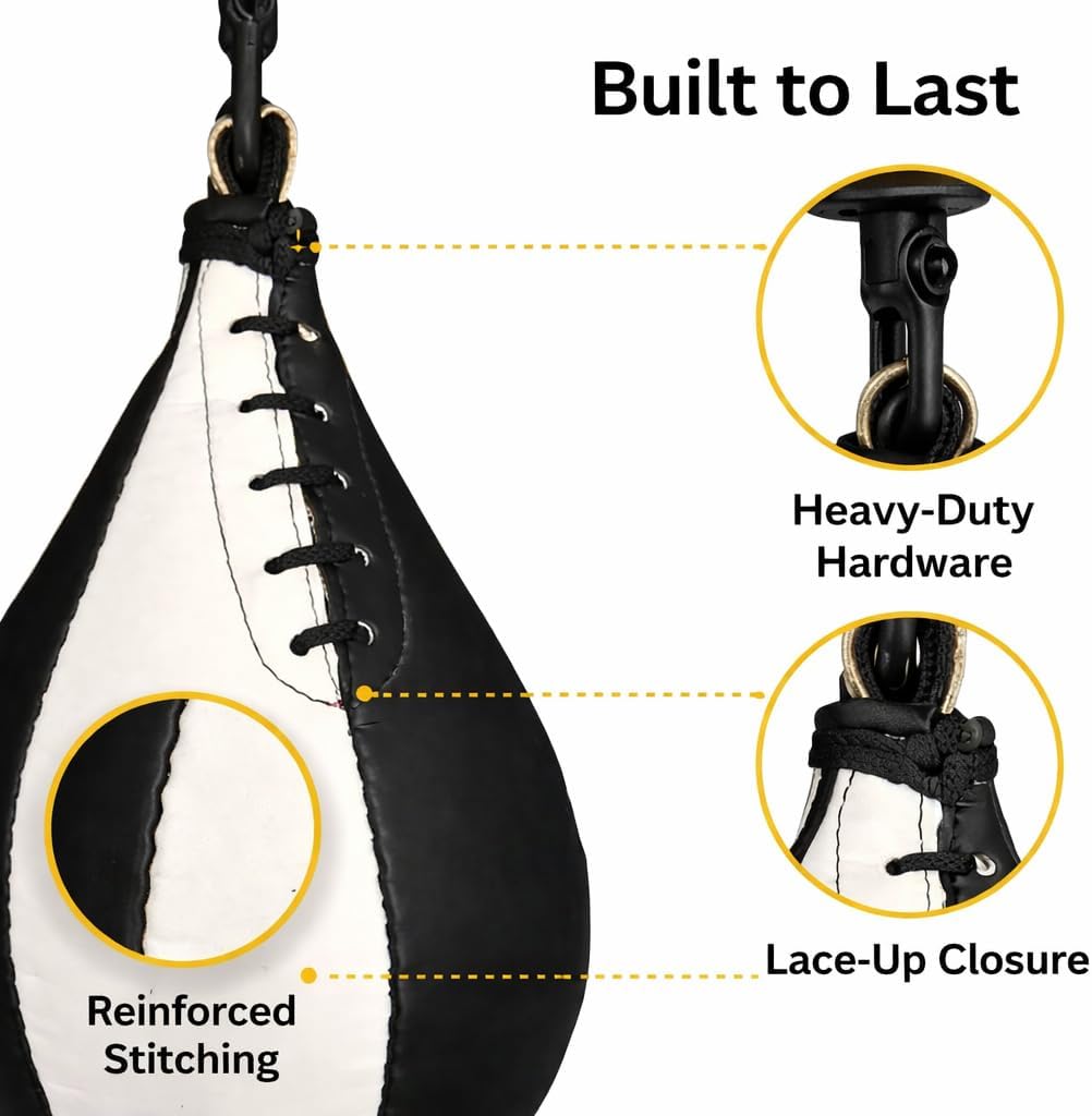 Speed Bag Boxing Punch Ball with Swivel Loop Hand Stitched Rexine Speedball with Latex Bladder for Reflex Training, Home Gym Workout & Boxing Practice AC170