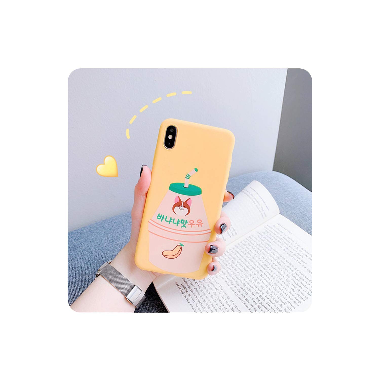 Cute Strawberry Banana Milk Transparent Phone Case Compatible For