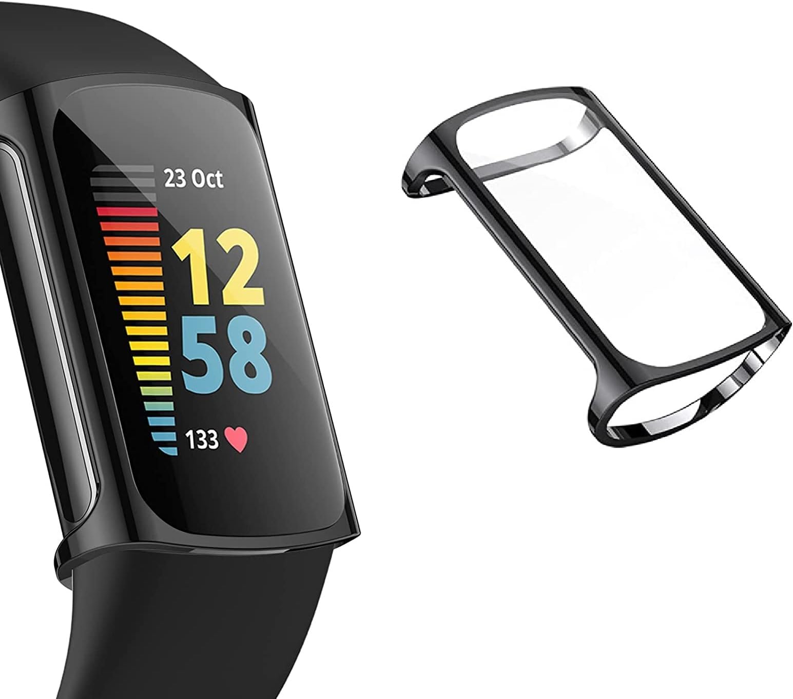 M.G.R.J® Case for Fitbit Charge 5, Soft TPU Cover for Fitbit Charge 5 with Full Protection (Black)