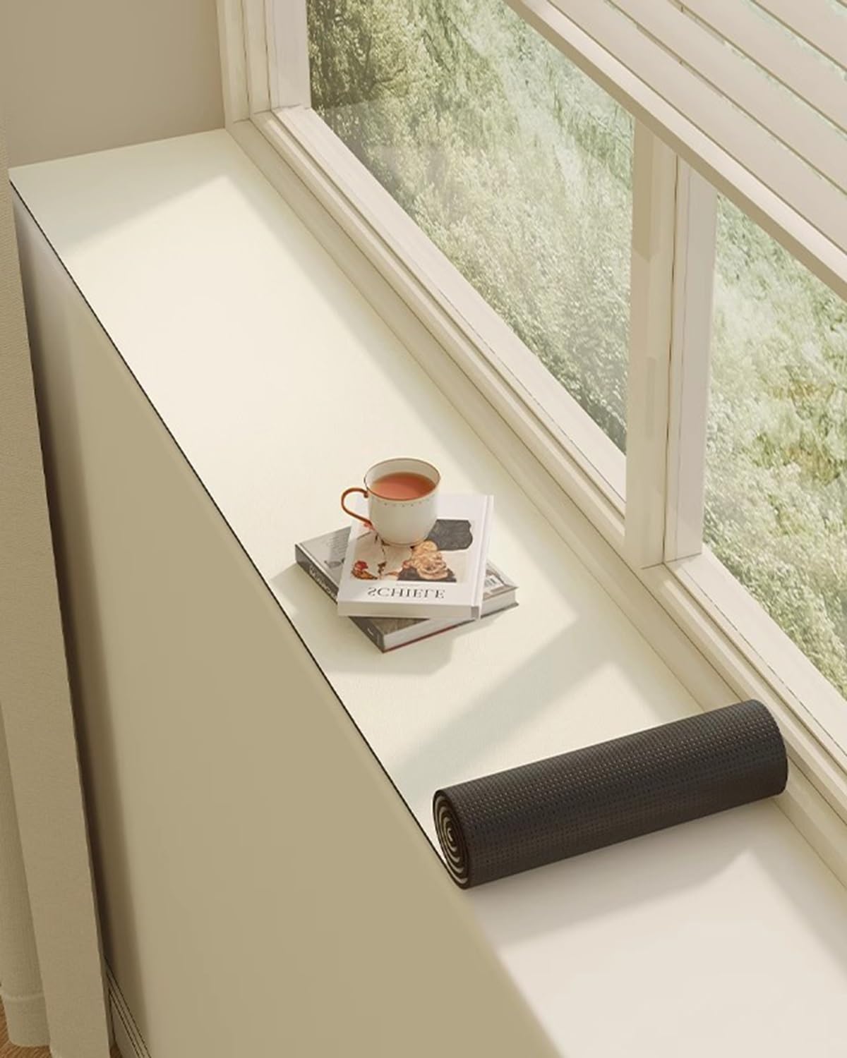 Tapis de rebord de fenêtre beige antidérapant, protection balcon chat 180x45cm