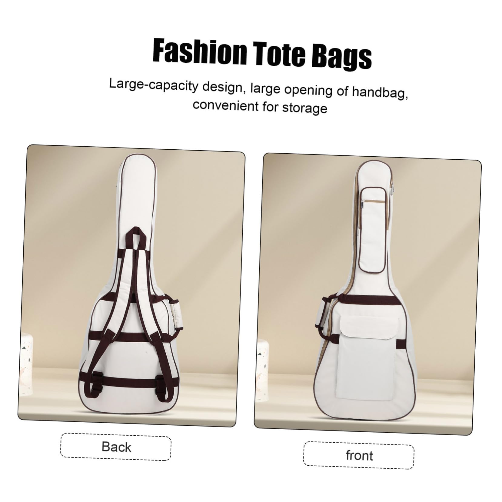 Borsa per Chitarra Classica 40/41 Pollici Oxford Beige Imbottita | Capacità Ampia, Protezione dagli Urti, Design Versatile, Custodia per Strumenti Musicali