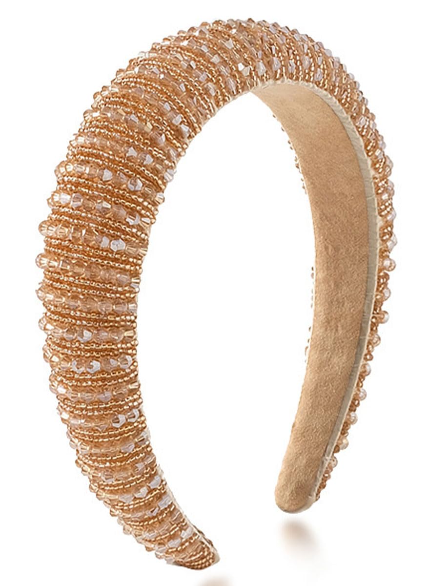scicent Hairbands Rhinestone Crystal Head Bands Beaded Wide Hair Band Bling Glitter Fashion Headwear Padded Headbands for Women Girls 16420