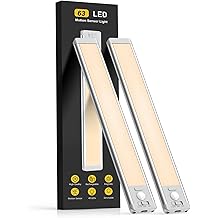 14.7inch Under Cabinet Lighting, 2 Pack Rechargeable Motion Sensor Light Indoor, 5 Levels Dimmable Magnetic Closet Lights, Wireless Under Counter Lights for Kitchen, Stairs,Hallway