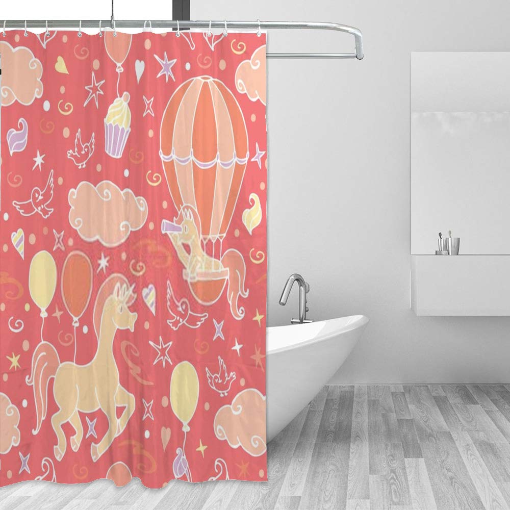 Rideau de douche licorne imperméable pour éviter les inondations de salle de bain