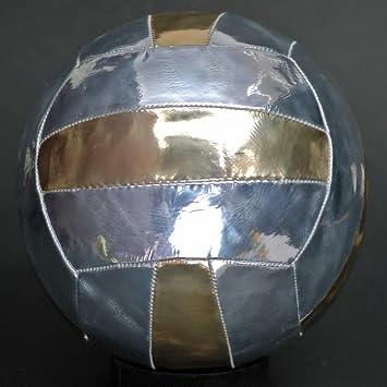 New Vintage Leather-Look Silver Gold PU Volleyball Size 4 Retro Style 18 Panel Ball