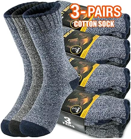 TSSPLUS Mens Winter Thermal Warm Heavy Duty Cotton Crew Work Boots Socks 9-13 (3-PAIRS)