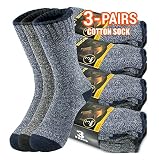 TSSPLUS Mens Winter Thermal Warm Heavy Duty Cotton Crew Work Boots Socks 9-13 (3-PAIRS)