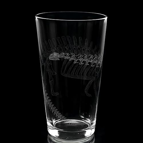 Vista 11 de STEGOSAURUS SKELETON Engraved Beer Pint Glass Dino Dinosaur Jurassic Paleontology Great Gift Idea!