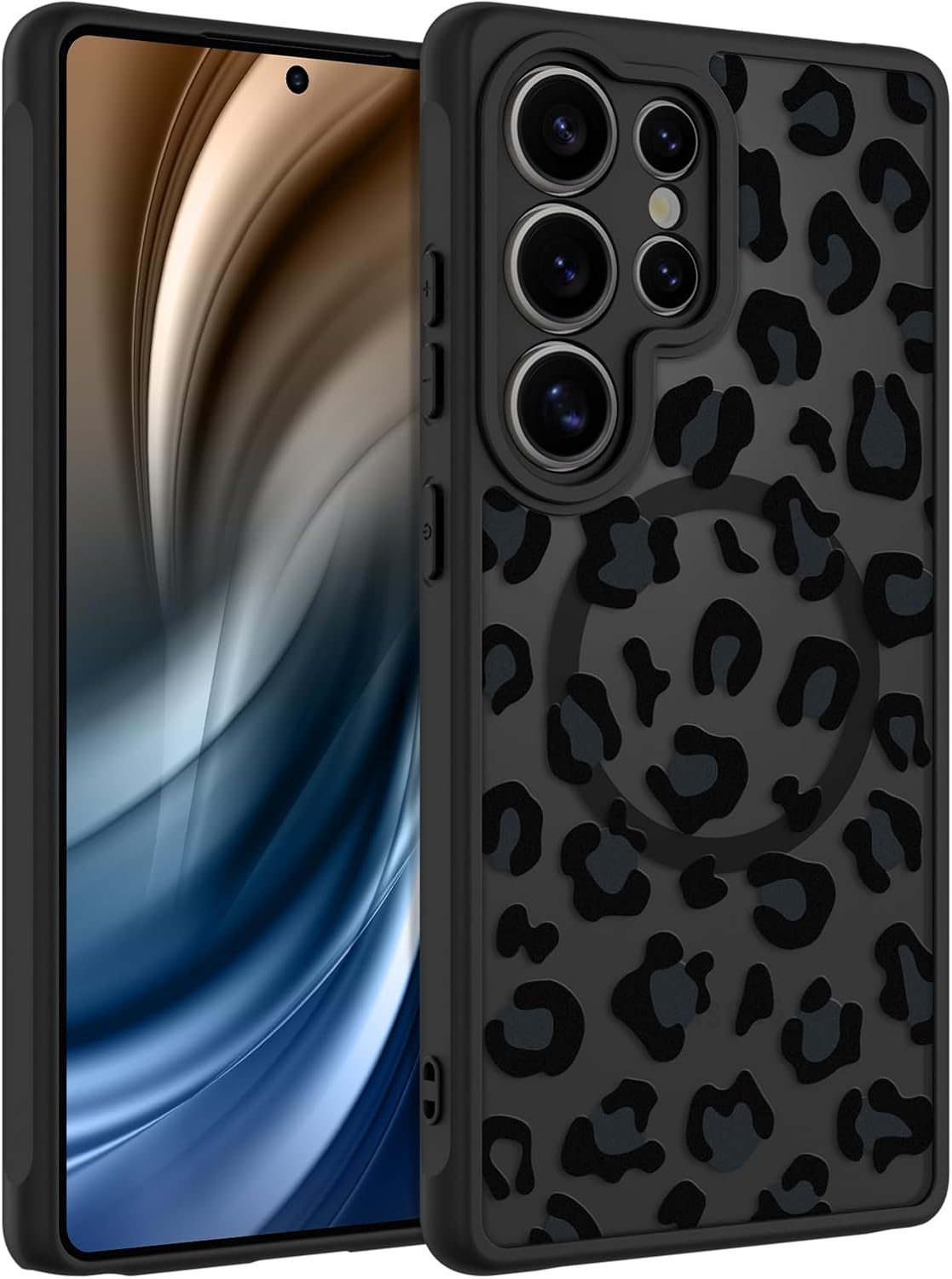 OOK Case Fit for Samsung Galaxy S25 Ultra 6.9 Inch (Wireless Charging Compatible) Black Leopard Print Design Translucent Phone Cover Soft TPU + Hard PC Anti-Scratch Shockproof Magnetic Case for Women - Image 7