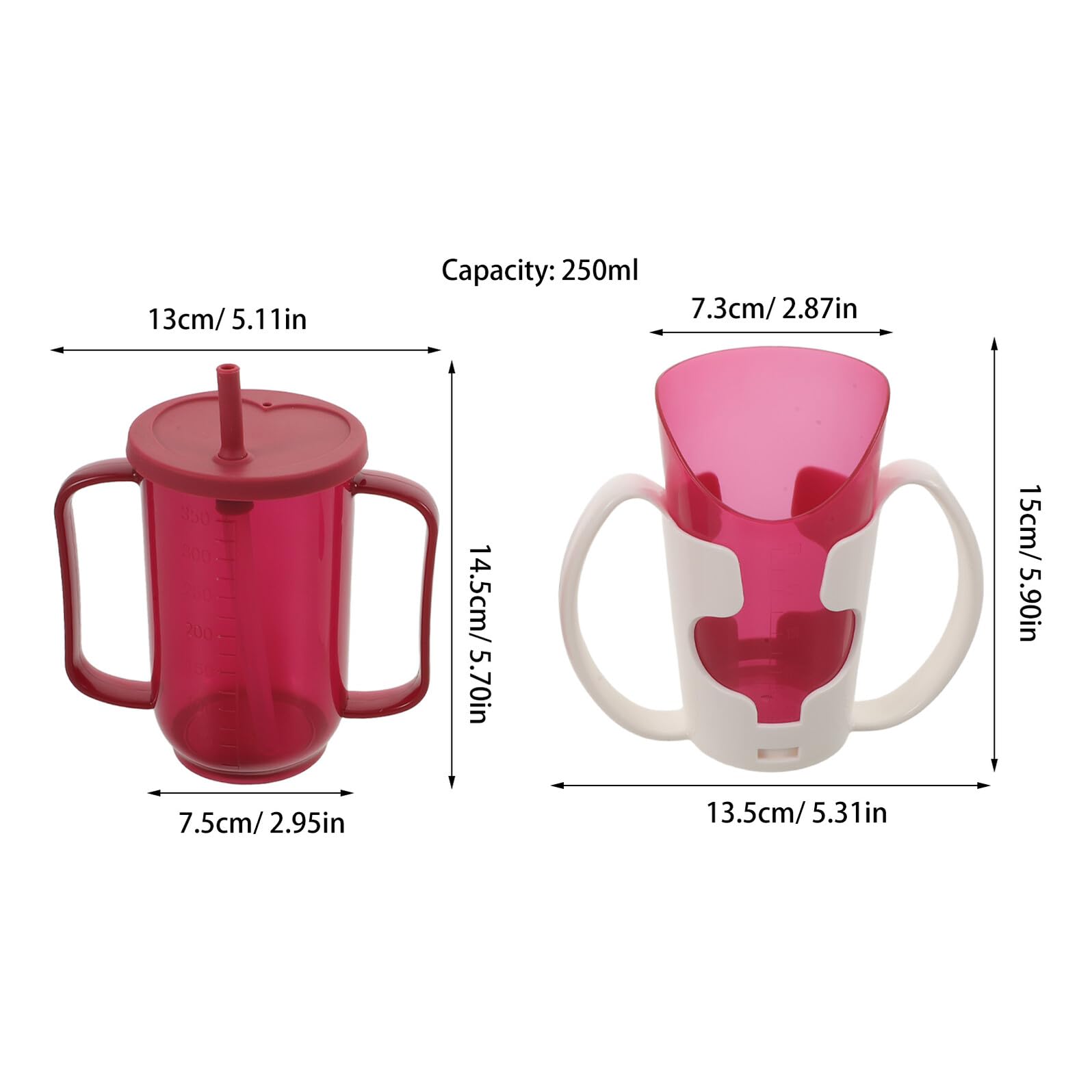 2 Piezas Taza Antigoteo para Adultos con Diseño Inclinado y Agarre Ergonómico Resistente Derrames Taza de Cuidado para Personas Mayores Encamadas y Pacientes Discapacitados Fácil