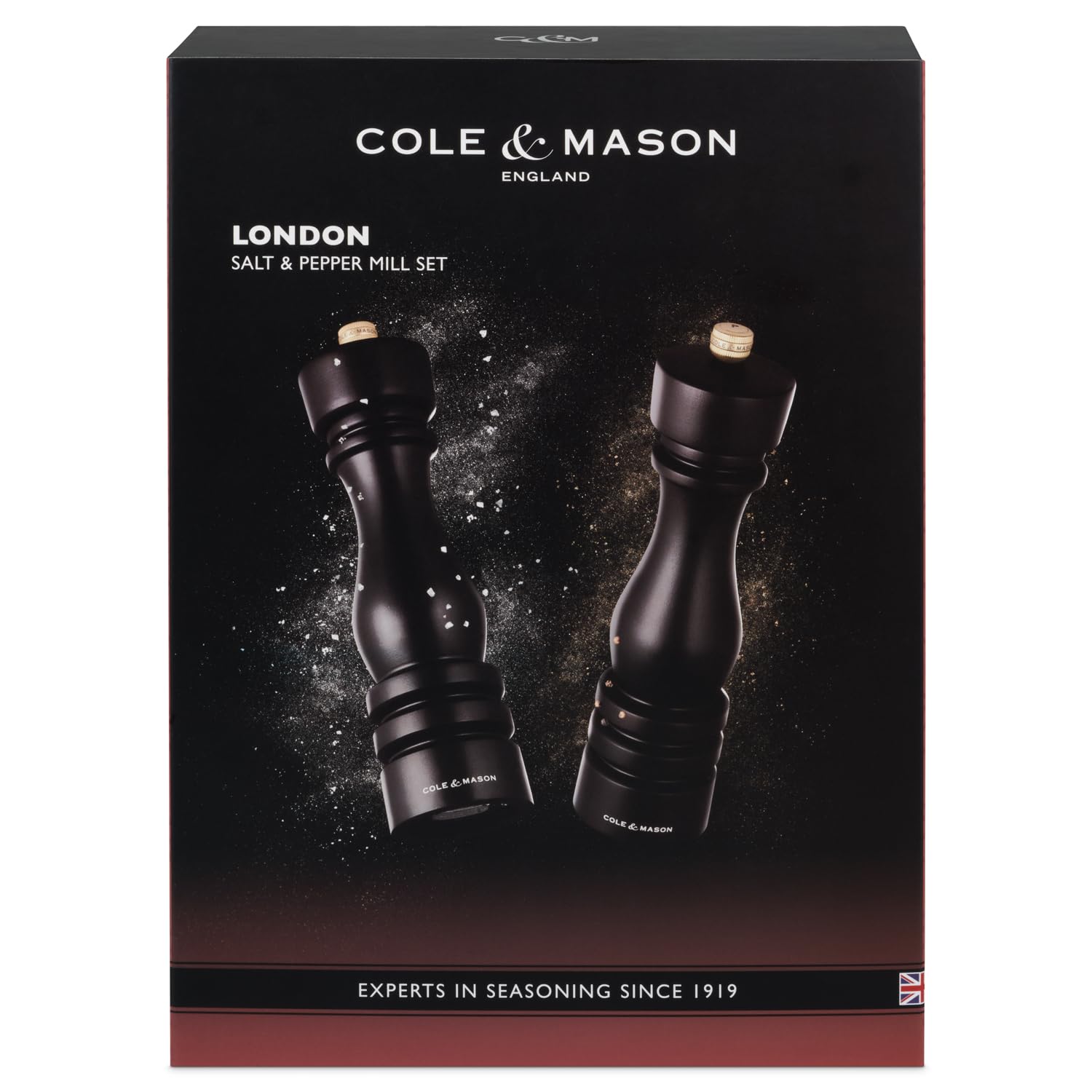 Cole & Mason H233020 London Legno di Cioccolato Macina Sale e Pepe, Precision+/Macinatura Regolabile, Legno di Faggio, 220mm, Pacco Regalo, Include 2 x Macinini, Garanzia a Vita sul Meccanismo