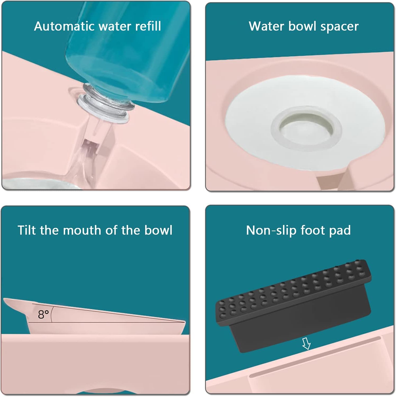 Ciotola 3 In 1 Per Gatti E Cani Piccoli - Doppia Ciotola Con Distributore Acqua Automatico - Foto 5