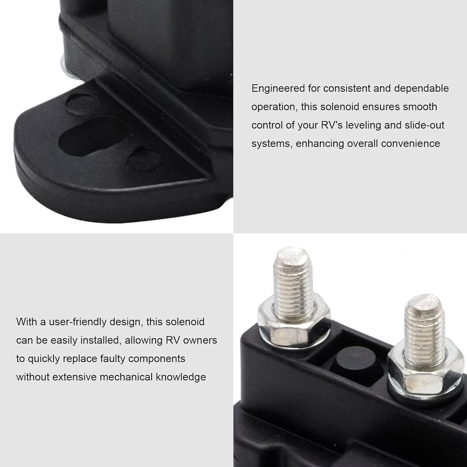 118246 Dual-Polarity Reversing Solenoid 12v with Silver/Bronze Alloy Posts, Replacement for Lippert Replacement for Keystone RV Hydraulic Leveling Systems 118246 241-1231-A11 214-1231-A61