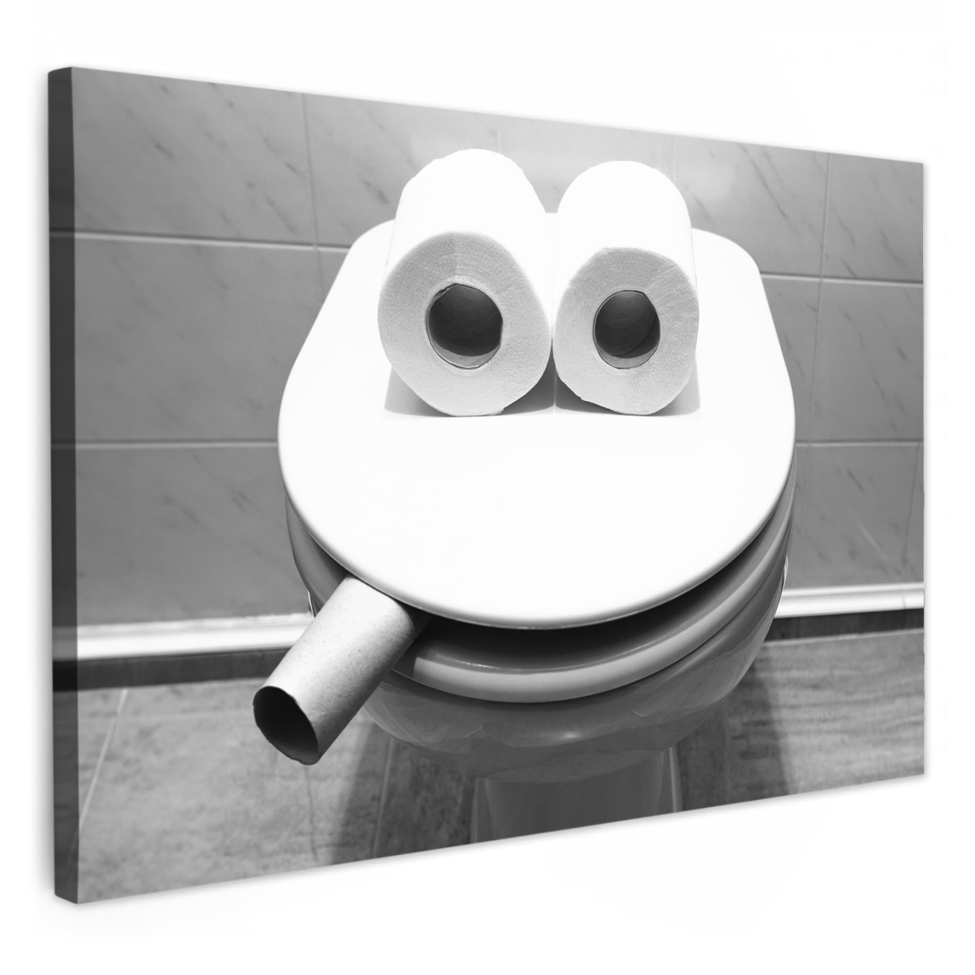MuchoWow© Canvas Wall Art 60x40 cm Decor Prints for Living Room Decorative Canvases Hall Artwork WC - Toilet seat - Funny - Toilet