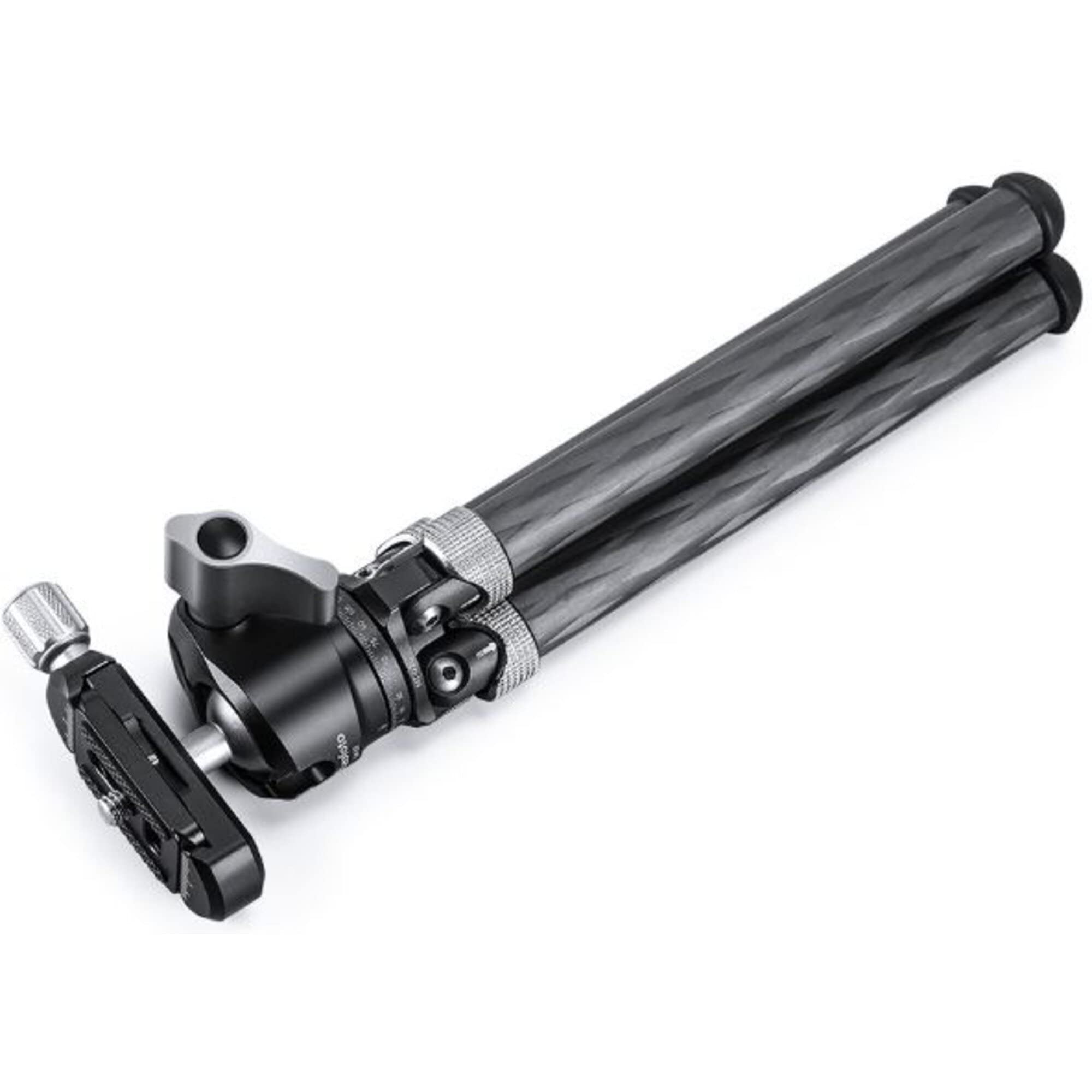 Leofoto MT-02C+LH-22 Treppiede da tavolo, Mini Travel, Fibra di carbonio, 2 Sezione Gambe, 1/4" Treppiede Montaggio Kit Testa a Sfera (Nero)