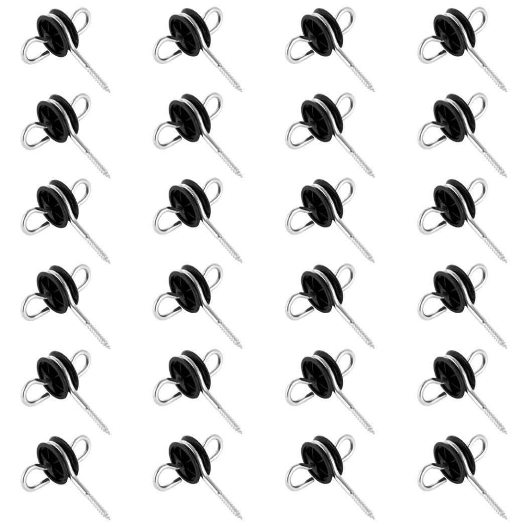 Anclajes de poste de madera para valla agrícola, doble anillo, aisladores de alambre de valla eléctrica de rosca, 24 anclajes eléctricos para manija de puerta, accesorios de instalación