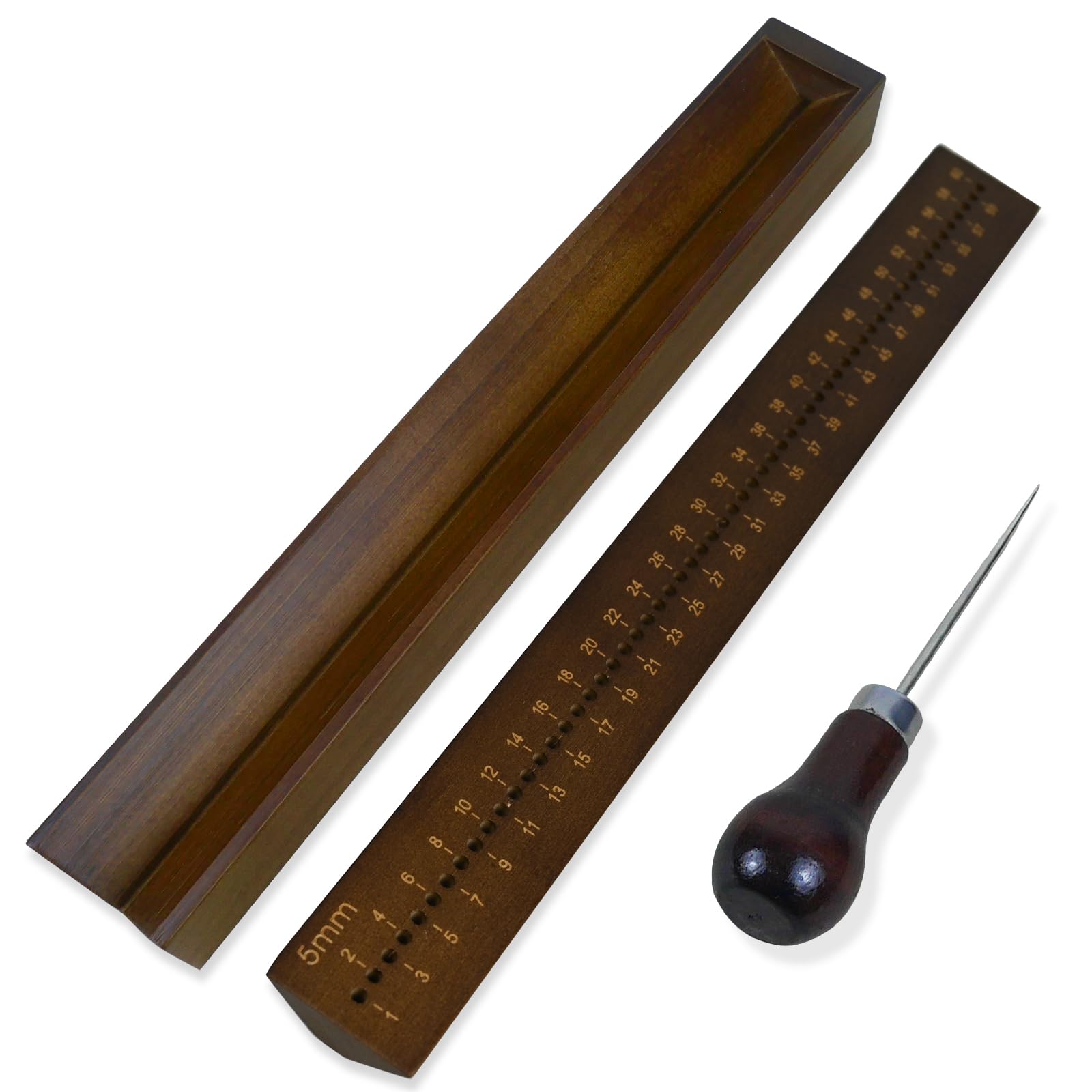 Buchbindewiege Aus Holz Mit Ahle – 32 Cm, 10 Mm Lochabstand, Für DIY Buchbinderei & Handwerk