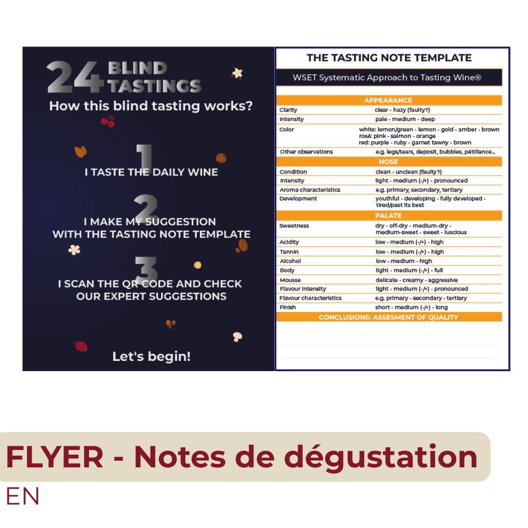 Calendrier de l’Avent Vin “24 Blind Tastings” – 24 vins x 20 mL – Dégustation à l’aveugle (rouge, blanc, rosé), idée cadeau originale homme/femme