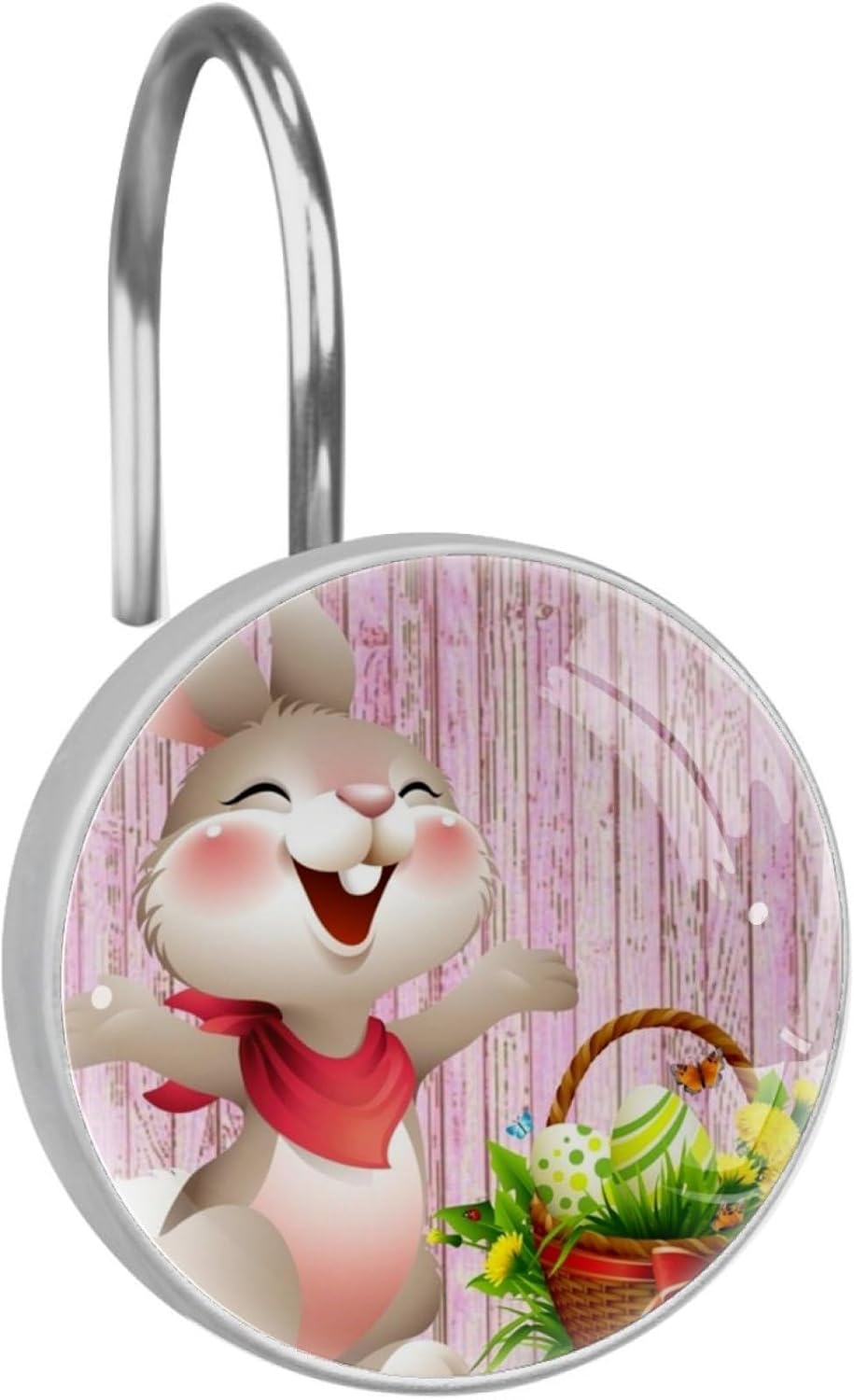 Easter Bunny Shower Curtain Hooks Set of 12, Decorative Shower Curtain Rings for Bathroom, Rust Resistant Shower Curtain Hangers Bathroom Decor Accessories