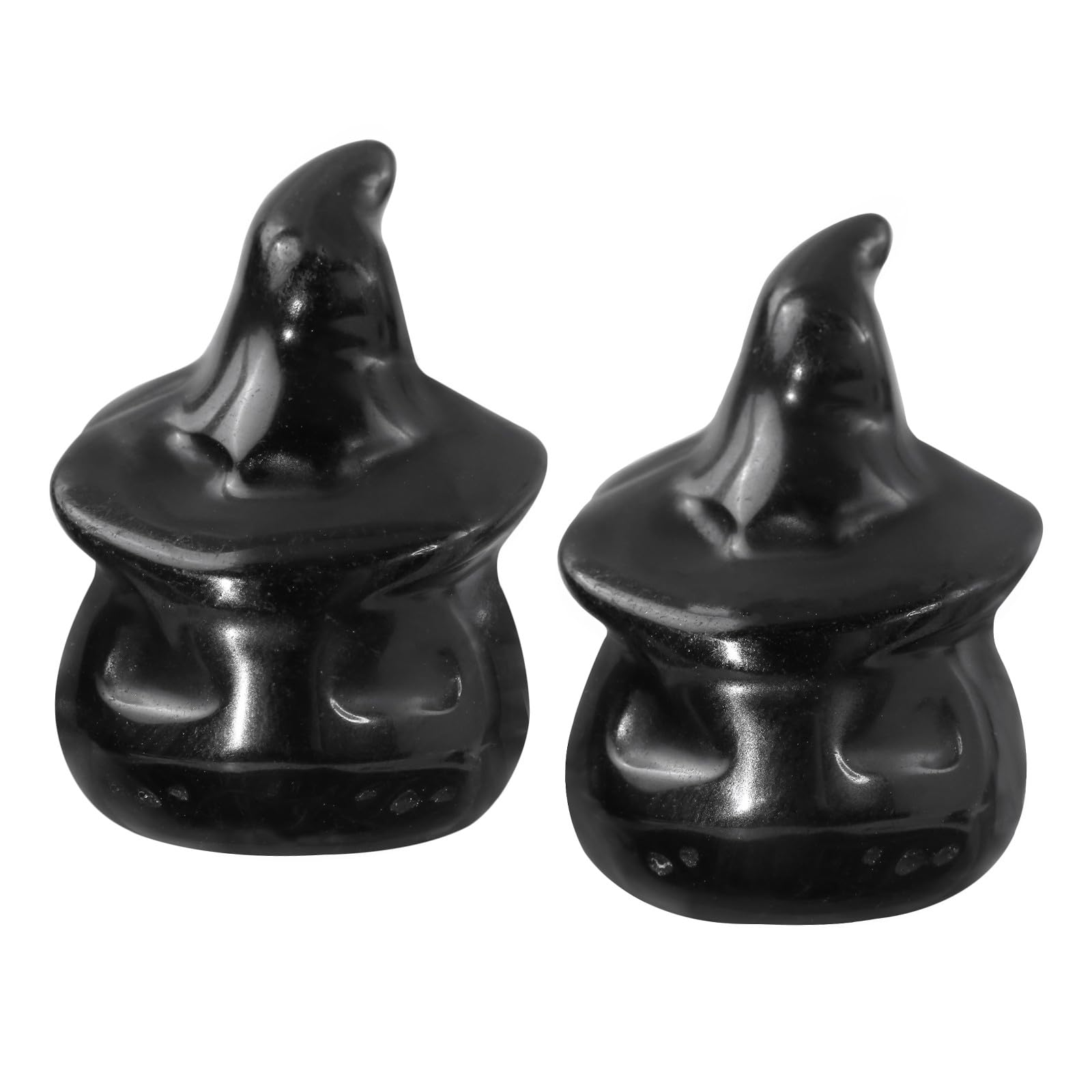 Nupuyai 2pcs Obsidian Mini Crystal Stone Halloween Skull Pumpkin Statue Set