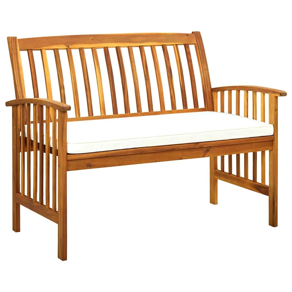 Ławka ogrodowa z poduszką 119 cm lite drewno akacjowe