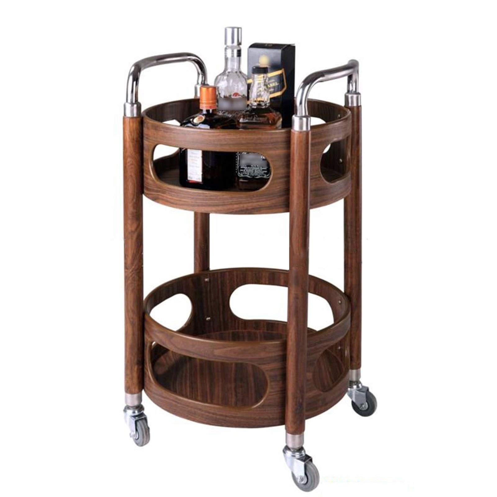 MFRELMNZG Wooden Bar Cart with Wine Storage Shelves Mobile Serving Trolley for Home and Restaurant Use