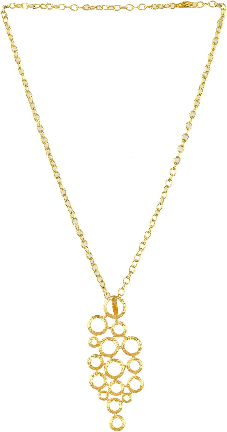 DeKulture Pendant Necklace Brass/Flash Gold Plating/Hoops Pendant Handmade Women Jewelry for Wedding Anniversary & Valentines Gift