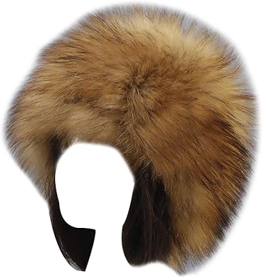 vannawong Women Faux Fur Hat Cossack Fluffy Ear Muffs Russian Bucket Pillbox Headwear Headbands Winter Cozy Headwrap Straw Yellow