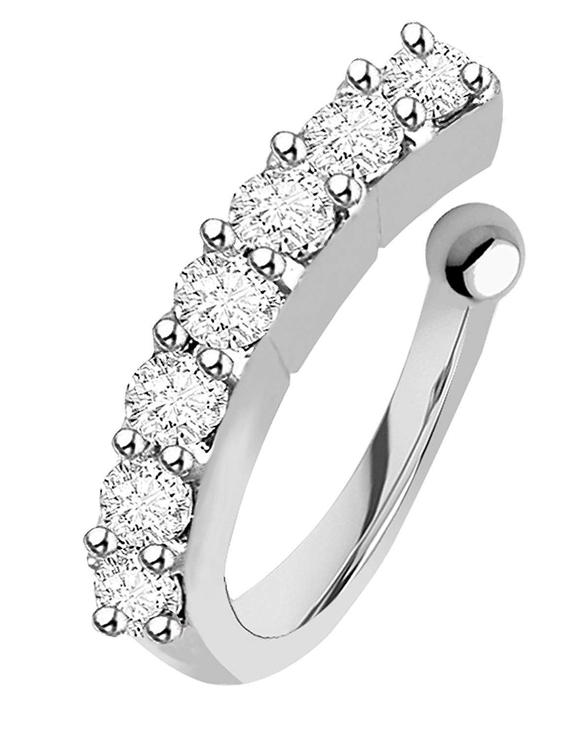 FASHIONS Without Piercing Clip on Silver Nose pin without Hole Pressing Type Press Nose ring for Women