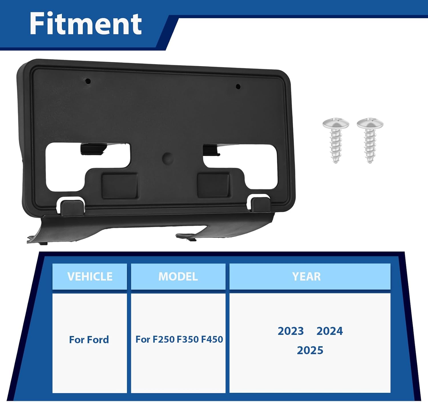 Front License Plate Bracket Frame Holder with Bolts Compatible with Ford F-250 F-350 F-450 Super Duty 2023 2024 2025 PC3Z-17A385-AA FO1068203