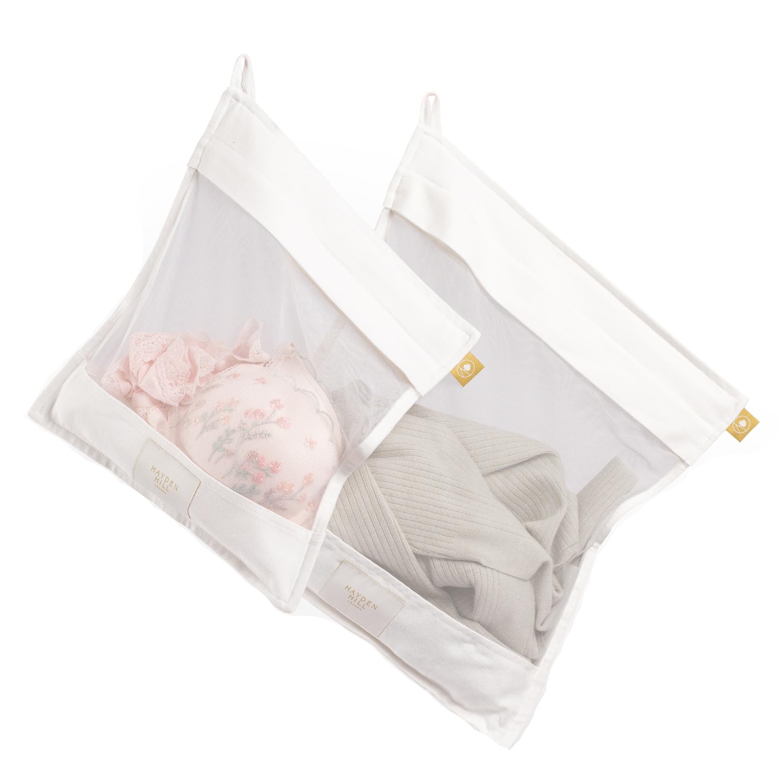 Hayden Hill Luxury Organic Cotton Mesh Laundry Bags - Set of 2 Large & Small - Laundry Bags For Washing Machine - Wash Bags For Delicates, Lingerie, Underwear - Carbon Neutral
