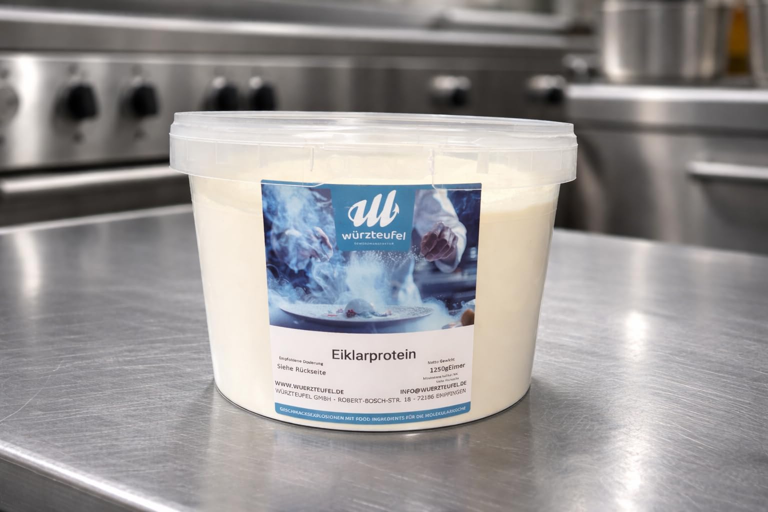 Eiprotein Pulver – 100% reines Hühner-Eiweiß - sprühgetrocknet - aus Bodenhaltung – Eiweißkonzentrat für Backen & Kochen – tierisches Protein – 1,25kg PE-Eimer