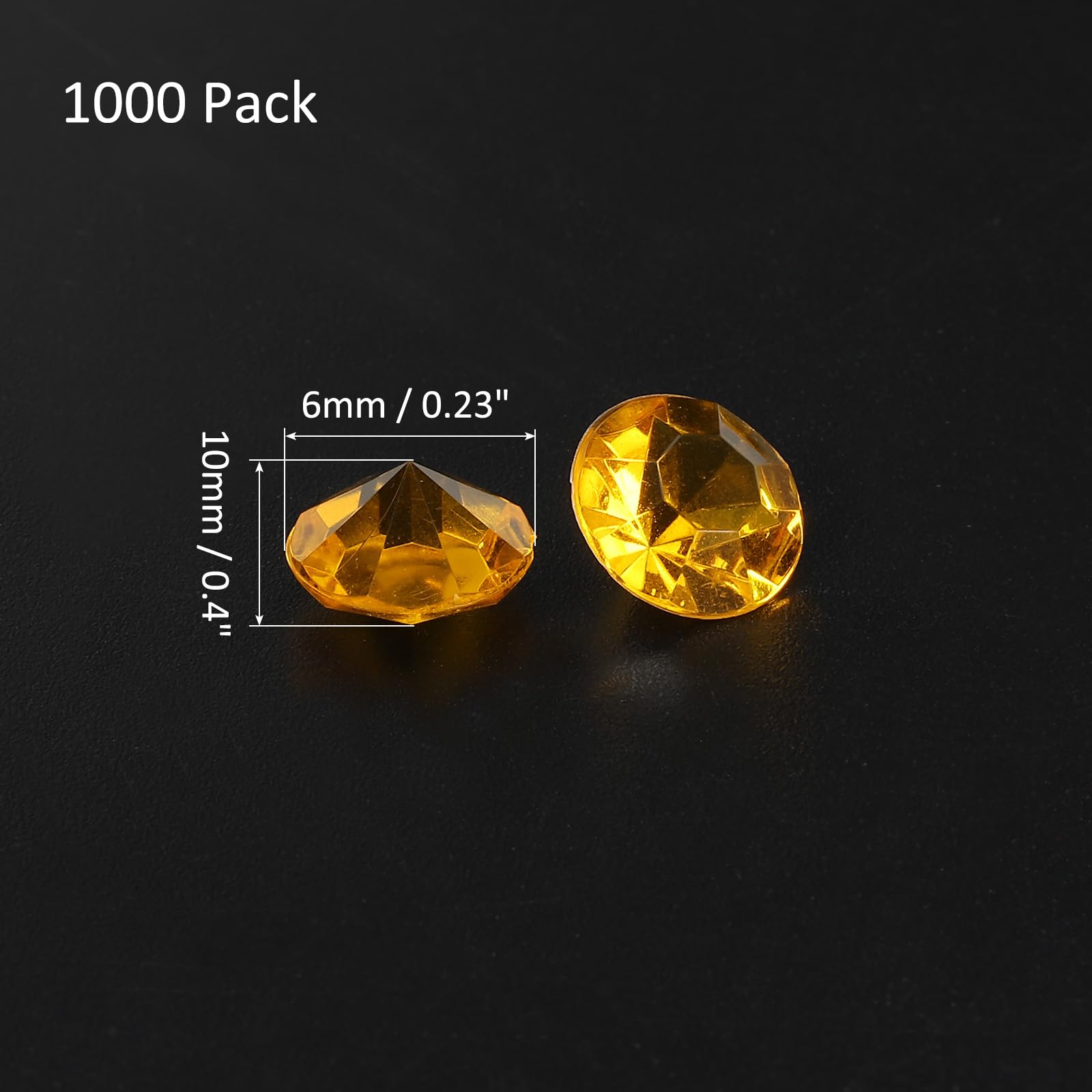 M METERXITY 1000 Pack Acrylic Diamonds Vase Fillers Plastic Fake Crystals Gems Wedding Table Scatter Diamonds Apply to Wed/Decoration/Bridal/Shower/Party (10mm Yellow) - Image 3