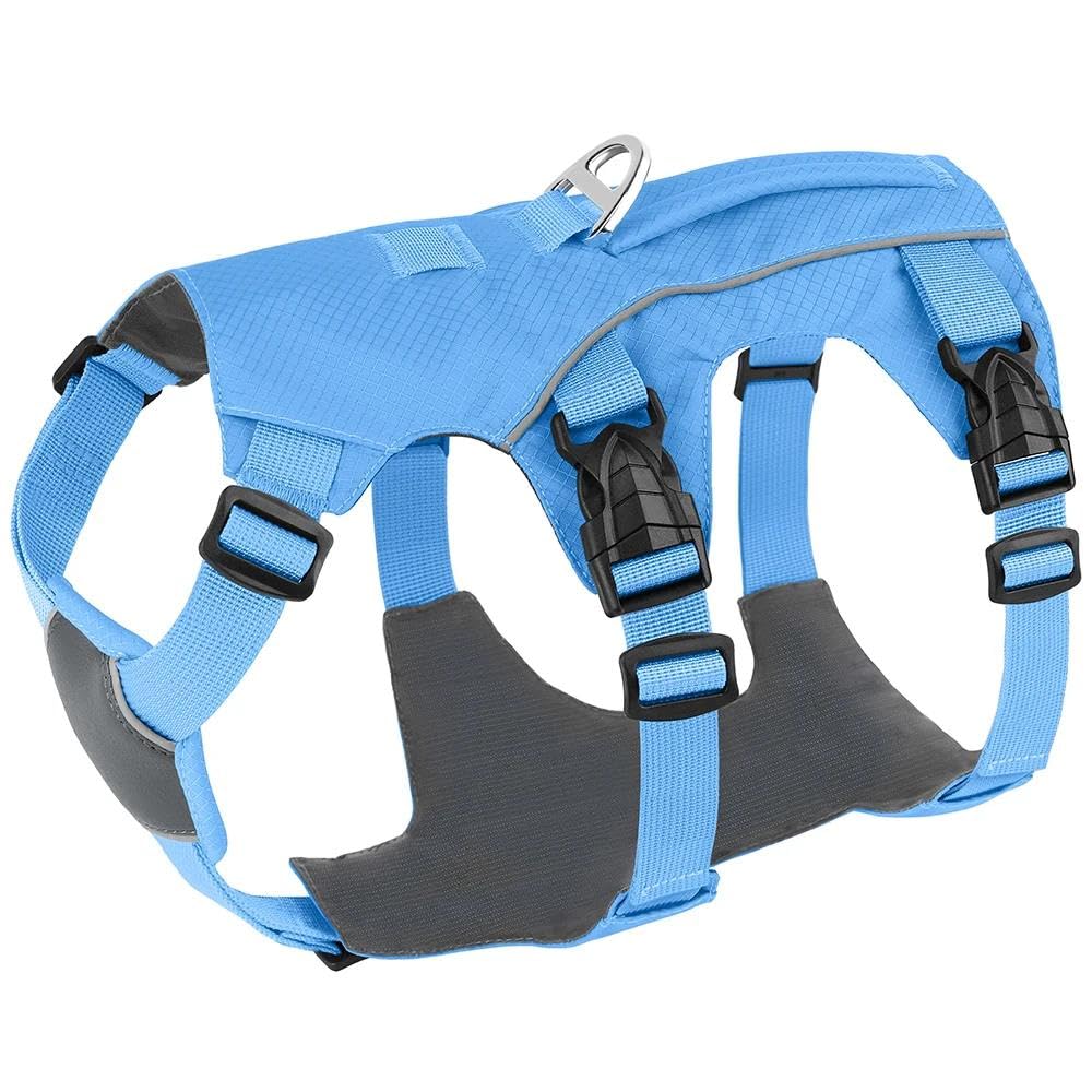 Imbracatura Tattica Militare per Cani, addestramento in Campeggio, Caccia, Gilet Riflettente Impermeabile per Animali Domestici con Maniglia (Blu M)