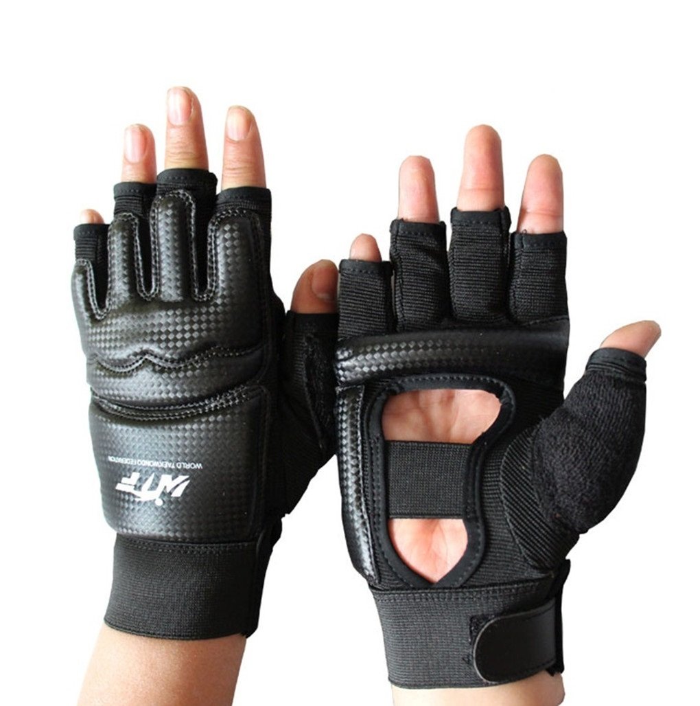 Rungear Taekwondo Training Boxing Gloves, WTF Approved Martial Arts Muay Thai TKD Punching Bag Mitts MMA Sparring Karate Gloves for Men Women Kids (Black, Medium)