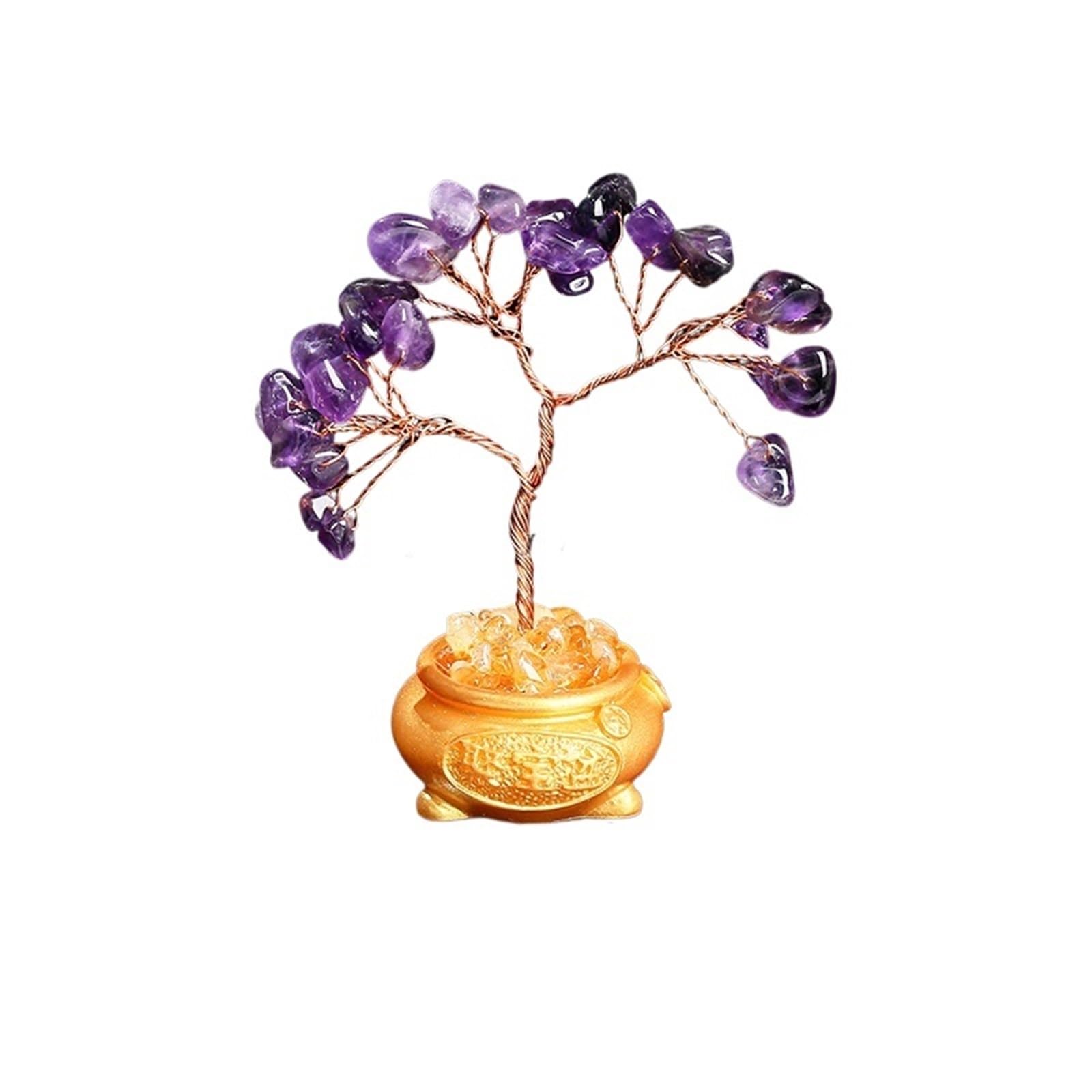 Dazhua 1pc Natural Gravel Stone Tree - Healing Gemstone Decor For Home And Office(Amethyst)