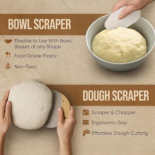 Miniatura 27 de Kit completo de iniciación de masa madre y suministros para hornear pan de masa madre, incluye cesta de prueba Banneton de 9 pulgadas, tarro de Kit