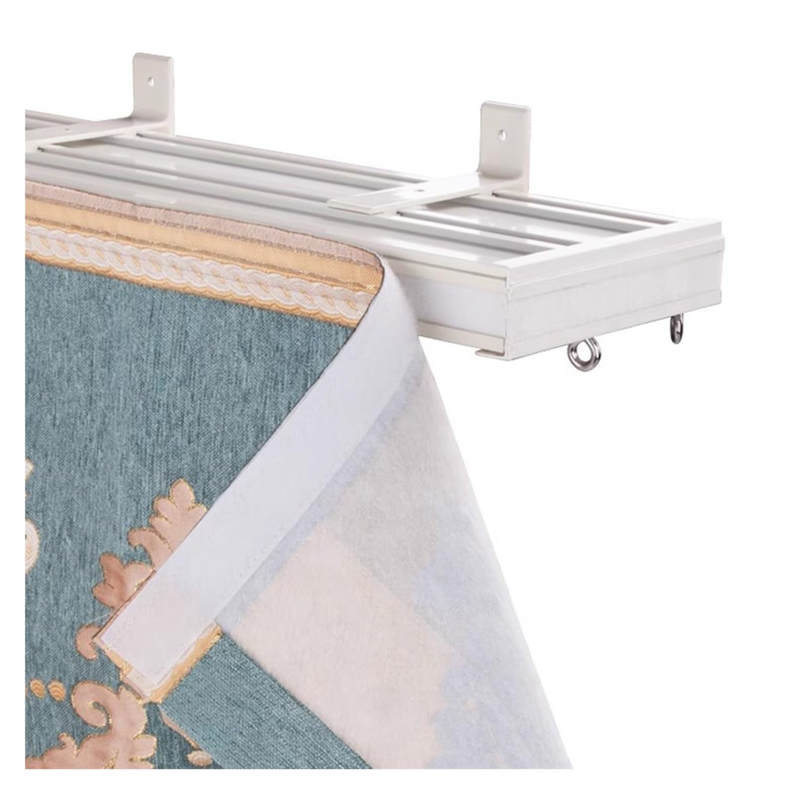 Rail de suspension for cloison de séparation, montage au plafond ou au mur, en alliage d'aluminium, blanc, 1,2 m, 1,6 m, 3,5 m, 7,6 m, 12,2 ...(Double Track,39ft/1188cm)
