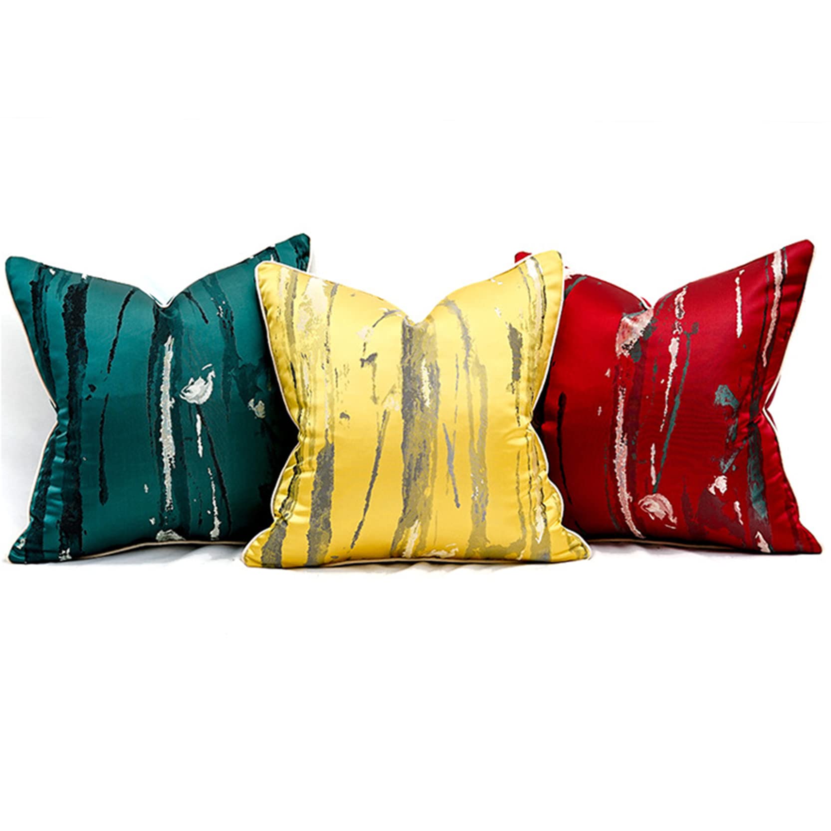 Funda de Almohada Decorativa Seda Estilo Chino for Hotel, Juego 2 Fundas cuadradas Modernas y Sencillas con Cremallera Oculta(Beige,50x50cm)
