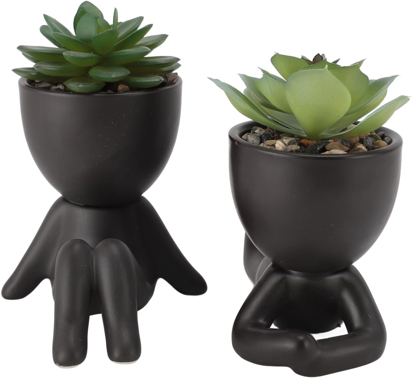 CCYLEZ Artificial Pot, Cute Artificial Pot Decoration 2 Pcs for Home Decoration (Black)