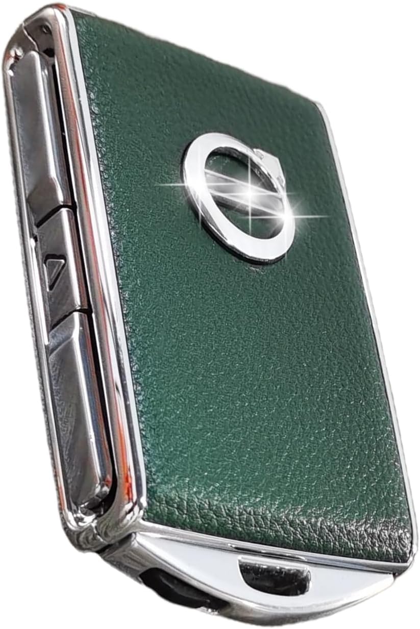 Car Key Case Fob Cover for Volvo XC90, XC60, XC40, S60, S90, V90, Polestar 1, Polestar 2, Top Layer Cow Leather(Green)