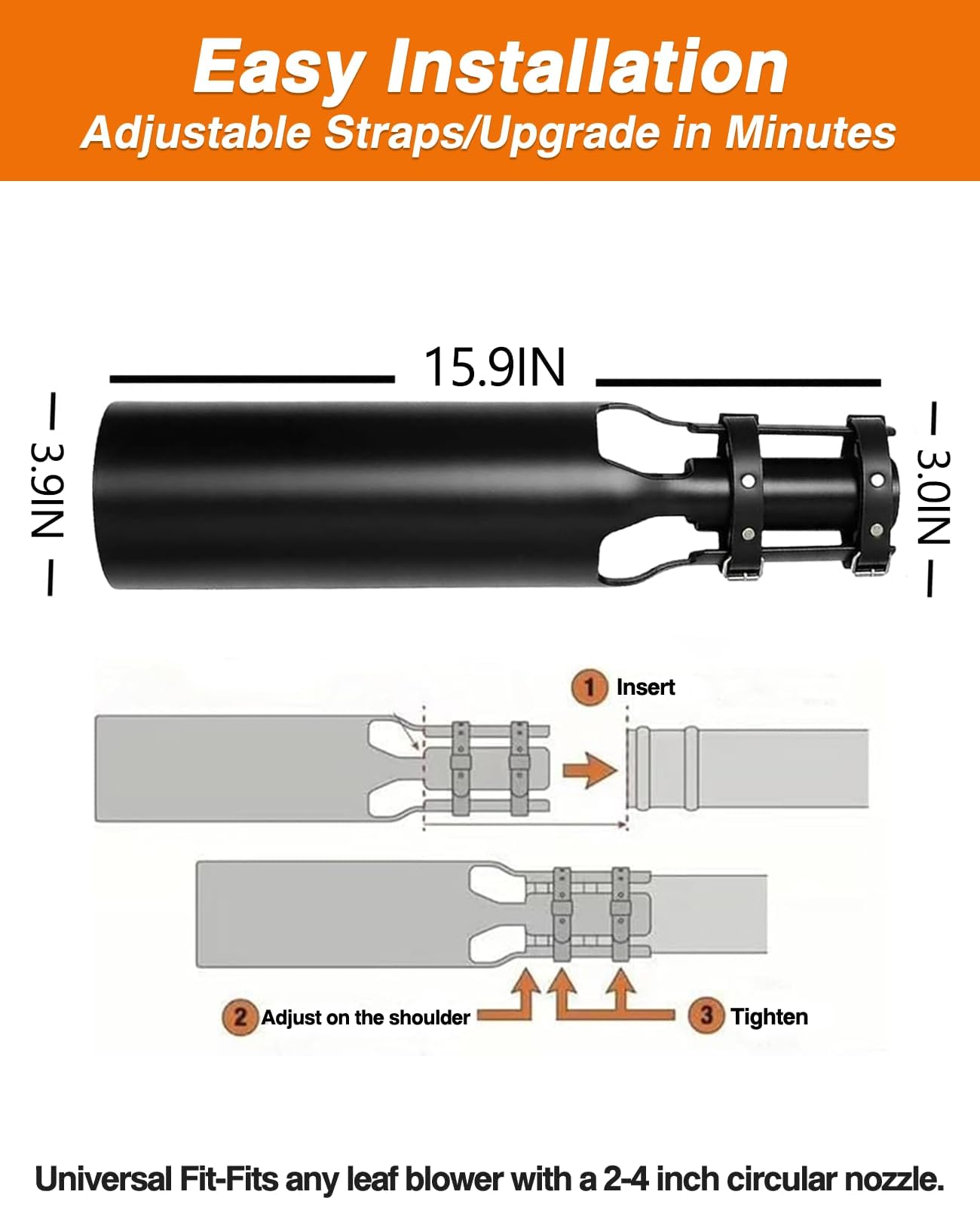 Amplificador de aire para soplador de hojas, accesorio universal para soplador de aire, extensión de soplador de hojas Cyclone de alta velocidad, se adapta a boquilla de 2 a 4 pulgadas, artefacto de