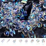 160個 ネイル ラインストーン キラキラ AB色 大粒 ネイル クリスタル 8種類 ネイルパーツ ストーン オーロラ クリア ネイルストーンパーツ キラキラオーロラネイルアクセサリー 輝かしいパーツダイヤモンドネイルシール ネイル デコ用 フラットバック 不規則 菱形 ハート しずく 楕円