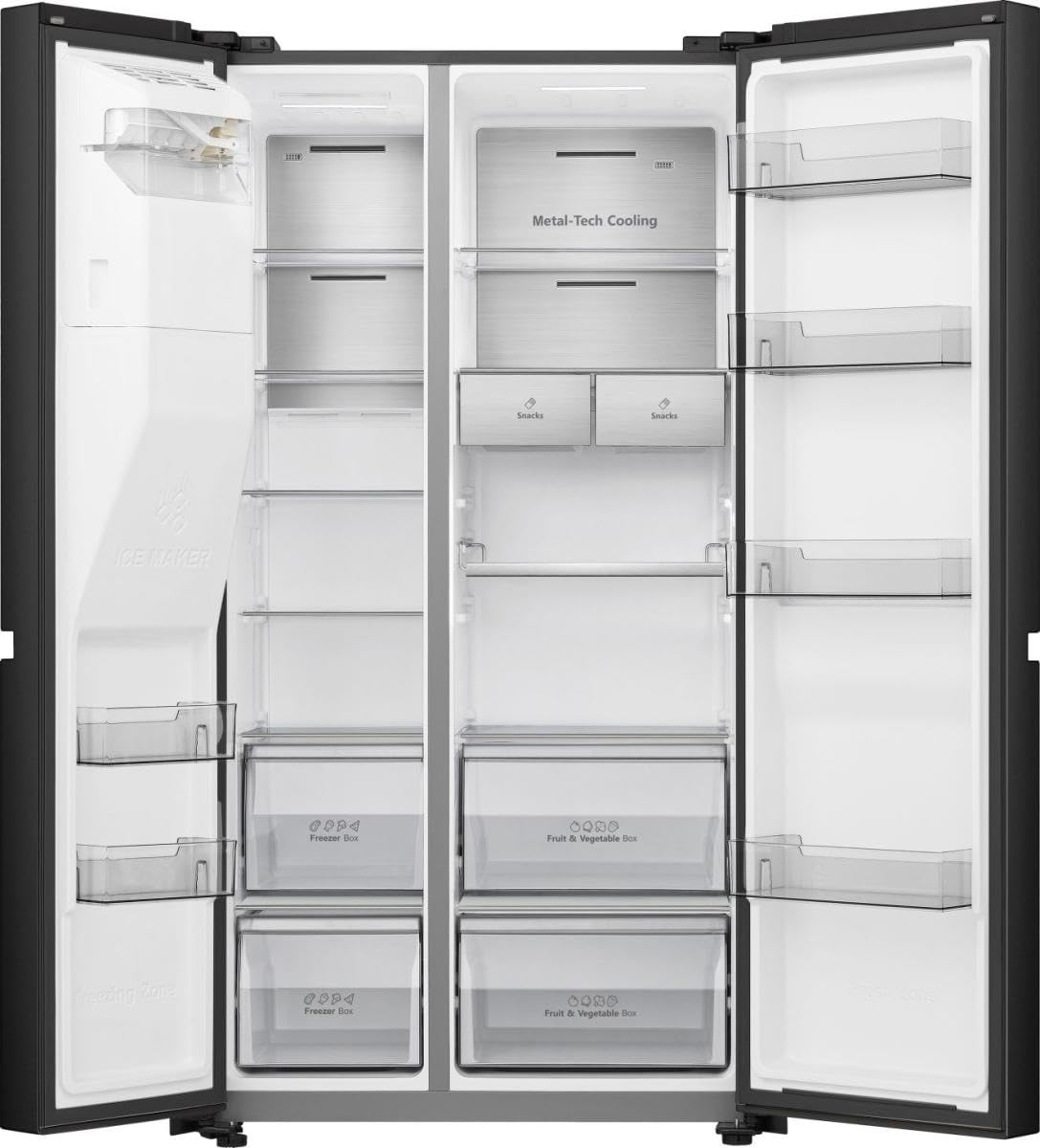 Hisense RS818N4IFD Libera installazione Frigo side-by-side Nero, 632 L