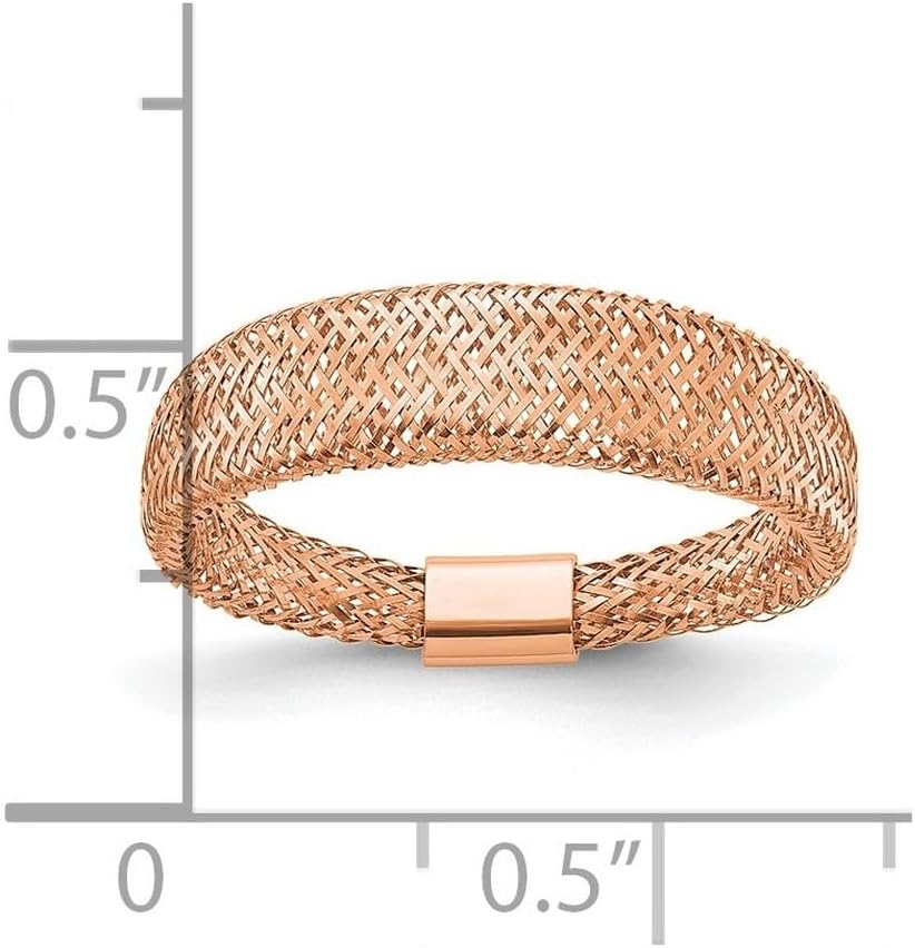 JewelryWeb 5.25mm 14k With Rose Gold Plating Mesh Tapered Stretch Ring Ring for Women - Image 2