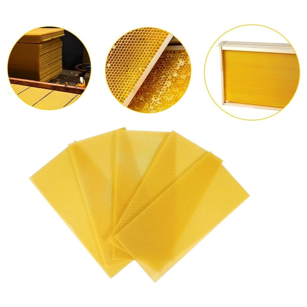 30 Stück Bienenwachsplatten, Natürliche Wachsgrundlage für Bienenrahmen, Bienengrundlagenplatten Zur Kerzenherstellung (16,34 X 7,68)