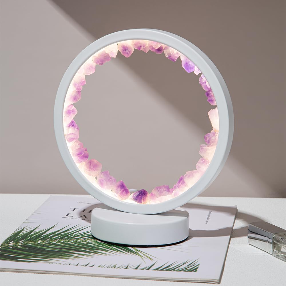 ATLLM Natural Crystal Round Night Light - Ring Light Design 
