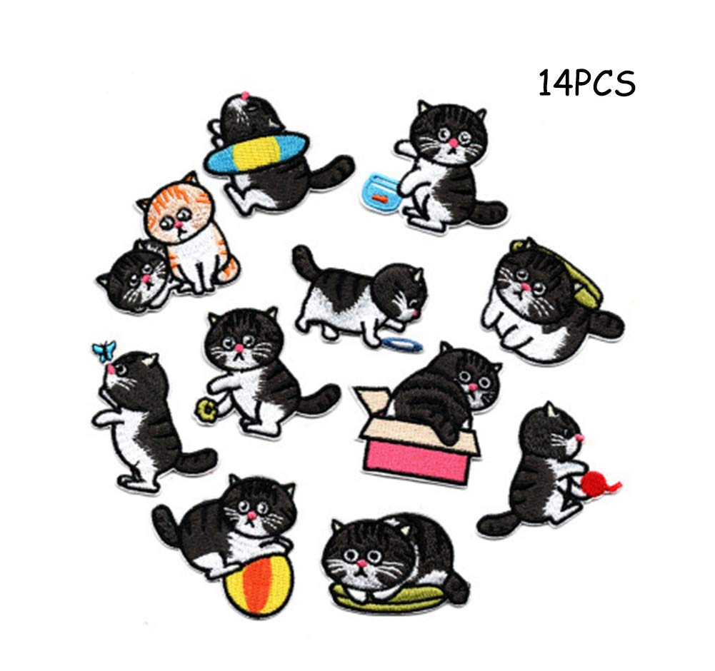 Tpocean 11 Pcs Cute Cat Embroidered Patches Sew Iron On Patch DIY Decoration or Repair for Kids Adult Clothing,Backpack,Shoes Patches Applique Badge